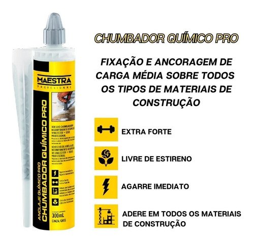 Chumbador Químico Pro Cinza 480g Fixação Ultra Rápida Forte - 4