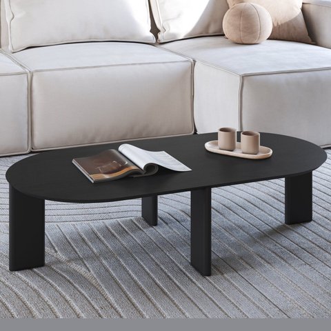 Mesa de Centro Orgânica Chanfrada Pé Madeira Complementos