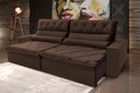 Ver imagem 1 de Sofá Retrátil/reclinável França 270cm Suede Velut com Molas no Assento - King House