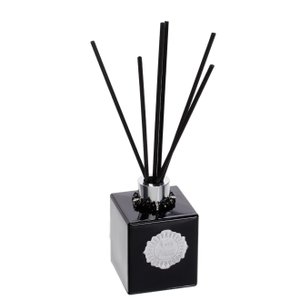 Difusor Varetas Vidro cubo preto 250ml Enf. prateados/varetas pretas - Fragrância: Ouro Imperial