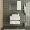 Ver imagem 1 de Conjunto Kit para banheiro 80cm com Gabinete espelheira e cuba CJ43018-113 Móvel na Caixa Branco