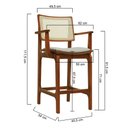 Ver imagem 2 de Banqueta Alta Bistrô Gus com Braços Madeira Maciça Encosto Telinha Assento Anatômico - Amêndoa Estof