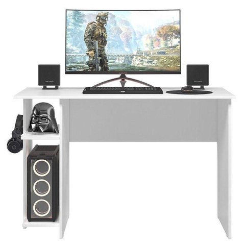 Mesa para Computador Gamer 3875 Ambiente Branco Brilho - Qmovi