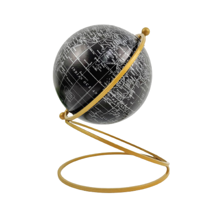 Globo Terrestre Decorativo Preto E Dourado 25x19x19cm - 1