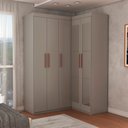 Ver imagem 1 de Guarda-roupa Solteiro Modulado Odisseia 5 Portas 12 Prateleiras com Espelho Onix - Panorama Móveis