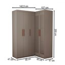 Ver imagem 4 de Guarda-roupa Solteiro Modulado Odisseia 5 Portas 12 Prateleiras com Espelho Onix - Panorama Móveis