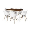 Ver imagem 6 de Mesa Jantar Industrial Retangular Amêndoa 137X90Cm Base V Ferro Branco C/6 Poltronas Branca Amendoa