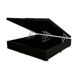 Cama Box Baú Blindado Casal Bipartido King Design Sintético Preto 138x188x41 - 1
