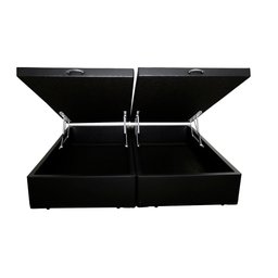 Cama Box Baú Blindado Casal Bipartido King Design Sintético Preto 138x188x41 - 3