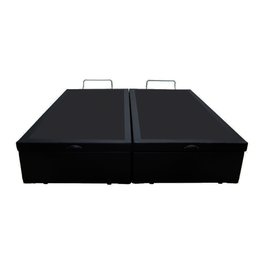 Cama Box Baú Blindado Casal Bipartido King Design Sintético Preto 138x188x41 - 2