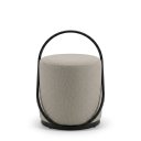 Ver imagem 1 de Puff Banqueta Decorativo com Base de Metal Ferro e Tecido em Linho Bege Cinza - Bege/Preto