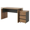 Ver imagem 1 de Mesa Escritorio 125 cm e Gaveteiro 3 Gavetas Nogal Preto Artany