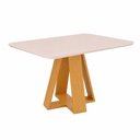 Ver imagem 3 de Mesa de Jantar Retangular 4 Lugares Tampo MDF Chanfrado Curvo Kiara 120cm Cedro Off White DJ Móveis