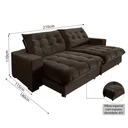 Ver imagem 2 de Sofá Retrátil e Reclinável Califórnia Marrom, 2,10m com Molas Ensacadas