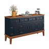 Balcão de Madeira Maciça 4 Portas e 4 Gavetas - Azul Petróleo - 1