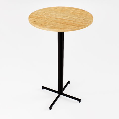 Mesa Alta Bar Bistrô Redonda 100x60cm Preta Tampo Pinus Industrial Don Castro Decor Mesa Alta Indust