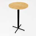 Ver imagem 1 de Mesa Alta Bar Bistrô Redonda 100x60cm Preta Tampo Pinus Industrial Don Castro Decor Mesa Alta Indust