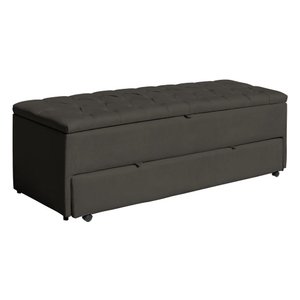 Calçadeira Sapateira Baú Casal King 195cm Capitonê Luna Veludo Grafite - Loja Sheep