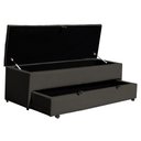 Ver imagem 3 de Calçadeira Sapateira Baú Casal King 195cm Capitonê Luna Veludo Grafite - Loja Sheep