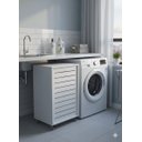 Ver imagem 5 de Armário Botijao de Gas Gabinete P com Rodinhas MDF-Organizador Multiuso Lavanderia e Cozinha -Branco