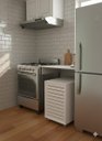 Ver imagem 2 de Armário Botijao de Gas Gabinete P com Rodinhas MDF-Organizador Multiuso Lavanderia e Cozinha -Branco