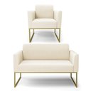 Ver imagem 1 de Sofá Namoradeira e Poltrona Marisa Industrial Dourado Veludo D03 - D’Rossi