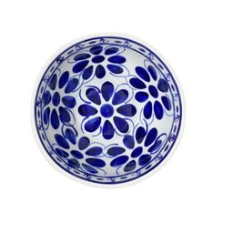 Tigela Em Porcelana Azul e Branca Colonial - Grande Porcelana Monte Sião - 2