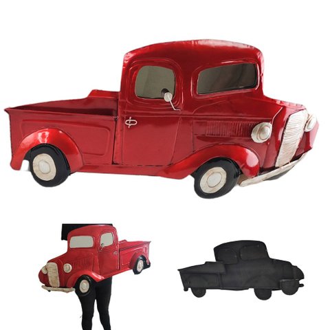 Quadro Pick Up Vintage 3D Carro Espelhado Decorativo Prateleira Estante Quarto Sala Retro Enfeite