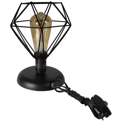 Abajur Aramado Diamante Pequeno Cor Preto Todos Ambientes