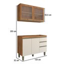 Ver imagem 3 de Cozinha Compacta Modulada 4 Portas 3 Gavetas com Vidro Freijó/off White - Panorama Móveis
