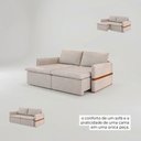 Ver imagem 4 de Sofá Cama Retrátil 3 Lugares Bárbara 1,80m Veludo Creme