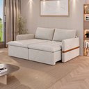 Ver imagem 3 de Sofá Cama Retrátil 3 Lugares Bárbara 1,80m Veludo Creme