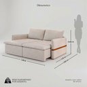 Ver imagem 2 de Sofá Cama Retrátil 3 Lugares Bárbara 1,80m Veludo Creme