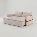 Ver imagem 1 de Sofá Cama Retrátil 3 Lugares Bárbara 1,80m Veludo Creme