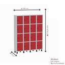 Ver imagem 2 de Roupeiro Aço Linha Light 16 Portas - GR304-16 Cinza-Vermelho
