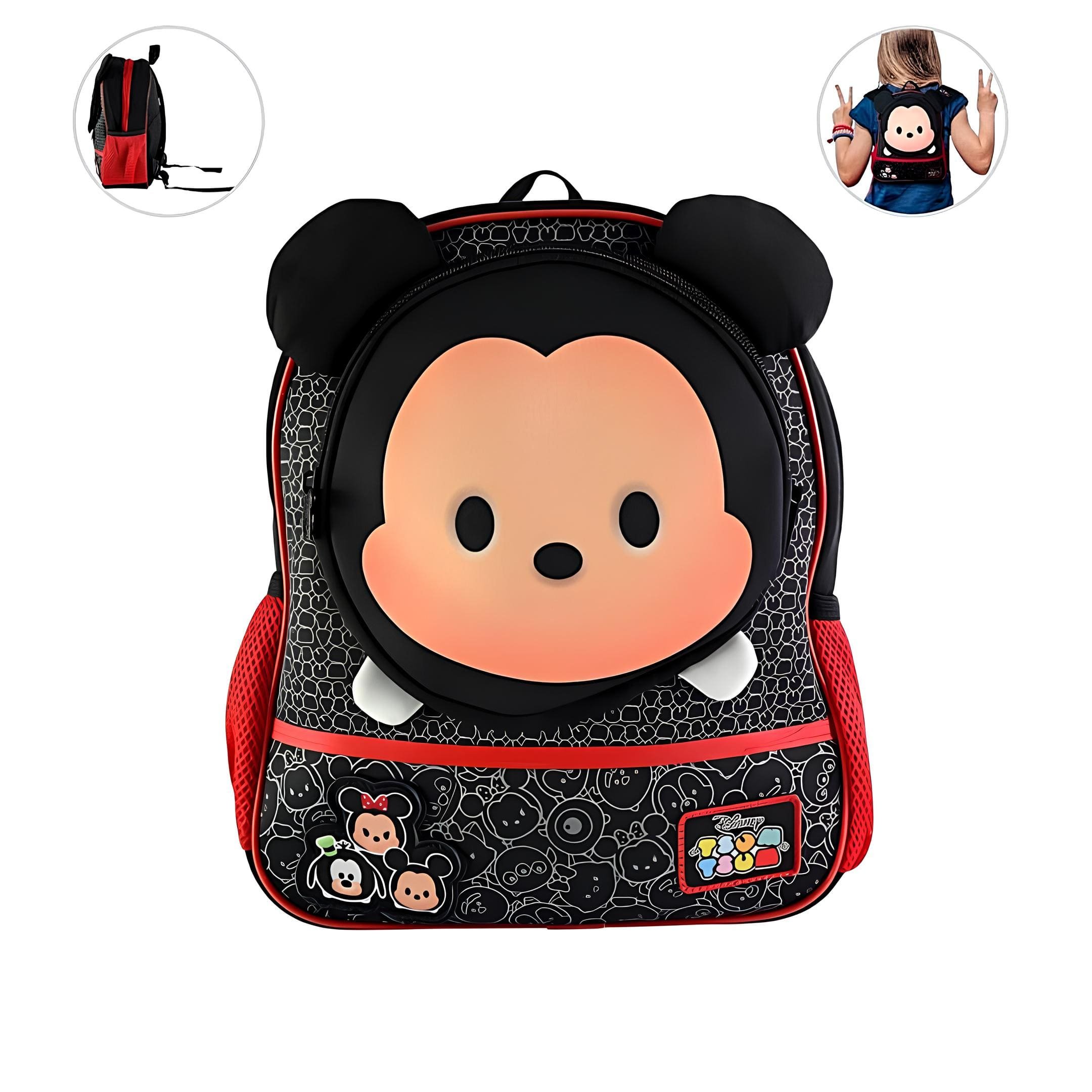 Mochila Infantil Alças Ajustaveis Mickey Disney Escolar Acolchoada Leve Resistente Espaçosa Bolsos