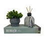 Kit livro Decoração Luxo + vaso cinza + difusor de vidro - 1
