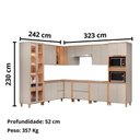 Ver imagem 2 de Cozinha Modulada Alluere 20 Portas 4 Gavetas MDF Amadeirado e Cinza Linea Brasil