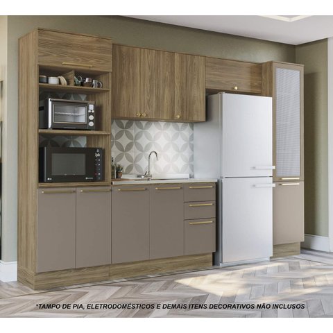 Armário de Cozinha Modulada Completa Reta 5 Peças 3,20m 300 Botanic Kappesberg