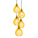 Ver imagem 1 de Combo 5 Pendentes Chile, Luminária de Teto Cozinha e Sala, Lustre Gota Rústico em Madeira MDF (18x25