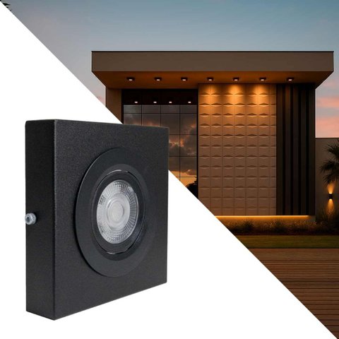 Spot Luminária Slim Sobrepor Teto Beiral Alumínio Led 7w Luz Quente Externo St3250 - Preto