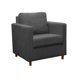 Poltrona Cadeira Lara Para Sala de Estar Escritório Consultório Suede Cinza - Ninho Decor - 2