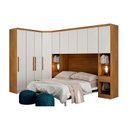 Ver imagem 1 de Quarto Modulado Casal Bari 5 Peças Armário Ponte + Closet + 2 Guarda Roupas + 2 Complementos QCM02 F