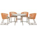 Ver imagem 1 de Mesa com 4 Cadeiras de Jantar Roma 100cm e Noronha em Aluminío Fendi Corda Nautica Estofado 8 Trama