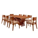 Ver imagem 2 de Conjunto de Jantar Venus 8 Lugares Tampo em Madeira com Cadeiras Viena Gold Imbuia 220cm Moderna