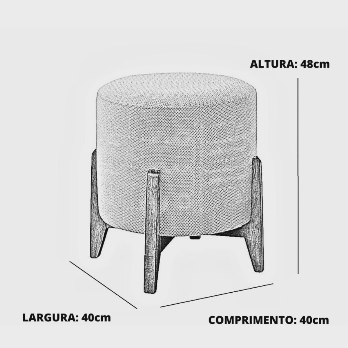 Kit 02 Puff Banqueta Redondo para Sala e Quarto Linho Bege - WeD Decor -  W&D Decor