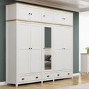 Ver imagem 7 de Guarda Roupa 10p 3g Espelho Madeira Maciça 220 Cm 9139 Branco Freijo Milani Store