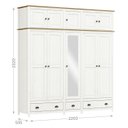 Ver imagem 4 de Guarda Roupa 10p 3g Espelho Madeira Maciça 220 Cm 9139 Branco Freijo Milani Store