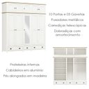 Ver imagem 3 de Guarda Roupa 10p 3g Espelho Madeira Maciça 220 Cm 9139 Branco Freijo Milani Store