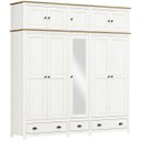 Ver imagem 1 de Guarda Roupa 10p 3g Espelho Madeira Maciça 220 Cm 9139 Branco Freijo Milani Store